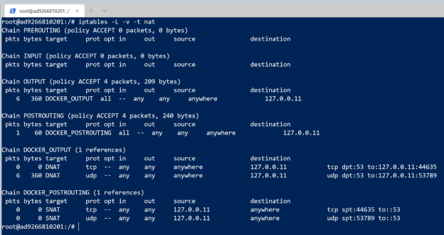 iptables rules in the NAT table